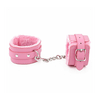 Love in Leather Faux Fur Lined Wrist Restraints - Pink